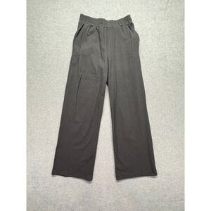 Charcoal Gray Wide Leg Lounge Pants Elastic Waist Pockets Size M